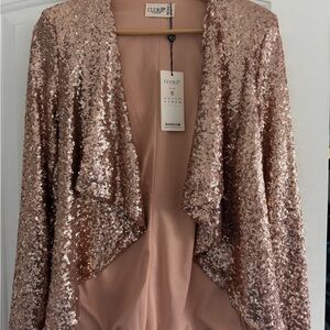 Club L London Rose Gold Sequin Blazer